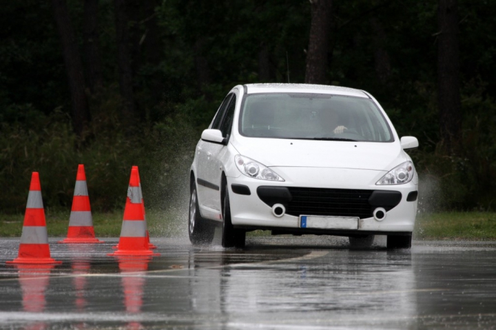 White car slalom